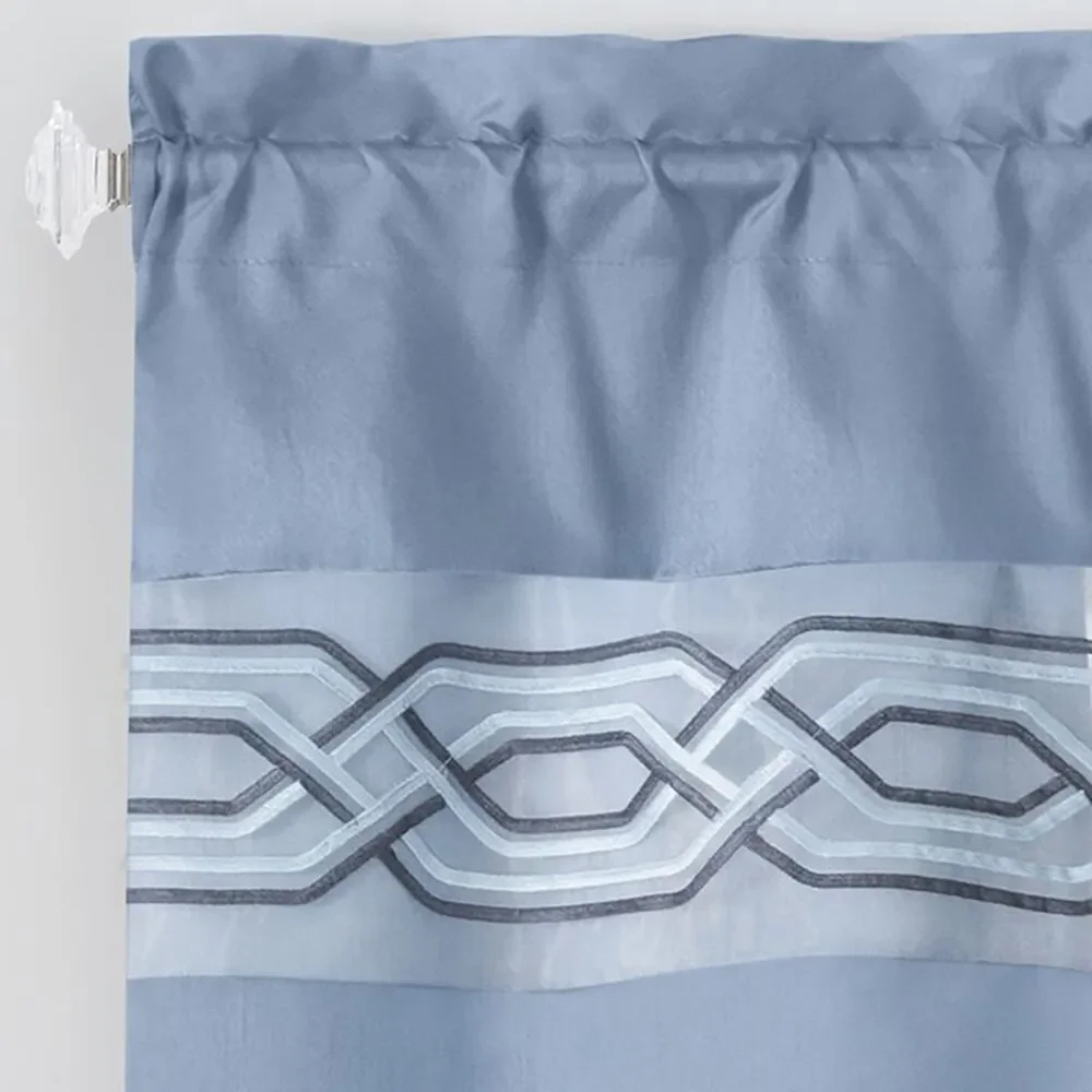 Achim Home Furnishing: Paige Two-Tone Embroidered Window Curtain Set, Blue, 55